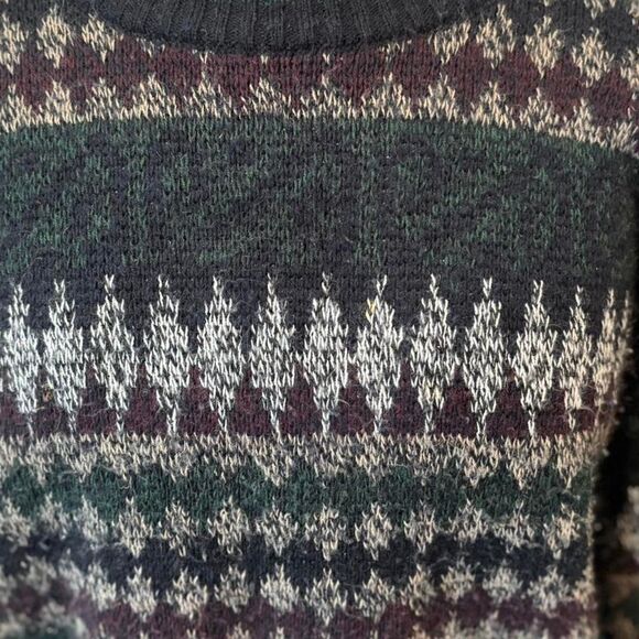 Vintage Windridge men’s navy blue/white/ burgundy retro indie sweater size M - Picture 2 of 5